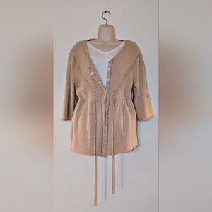 ALPS Wool & angora blend super soft, very cute tan cardigan sweater - size XL